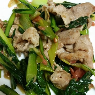 小松菜と豚肉の梅肉炒め
